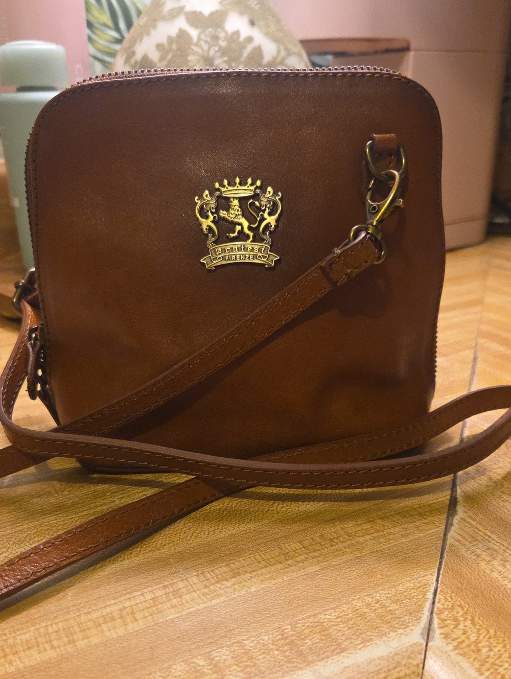 Genuine Leather Pratesi Firenze Crossbody Bag Small Brown Made In Italy
